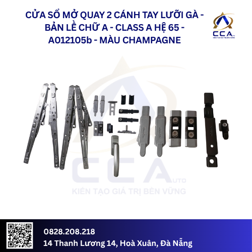 Cửa Sổ Mở Quay 2 Cánh Tay Lưỡi Gà Bản Lề A - Class A Hệ 65 - A012105 - (Combo) - Ảnh 2