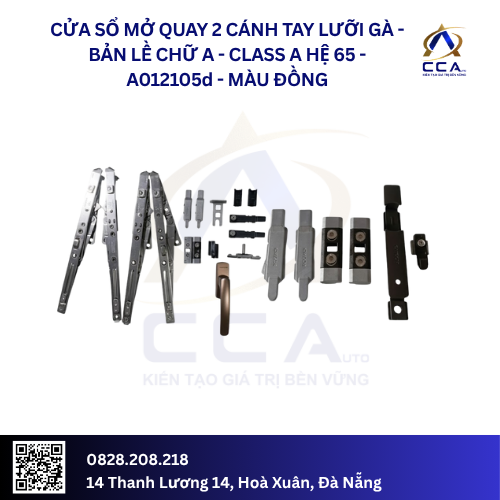 Cửa Sổ Mở Quay 2 Cánh Tay Lưỡi Gà Bản Lề A - Class A Hệ 65 - A012105 - (Combo) - Ảnh 4