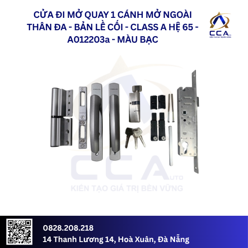 Cửa Đi Mở Quay 1 Cánh Mở Ngoài Thân Đa - Bản Lề Cối - Class A Hệ 65 - A012203 - (Combo)
