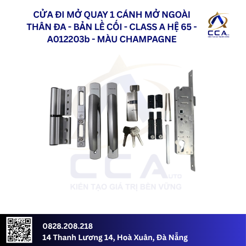Cửa Đi Mở Quay 1 Cánh Mở Ngoài Thân Đa - Bản Lề Cối - Class A Hệ 65 - A012203 - (Combo) - Ảnh 2