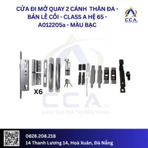 Cửa Đi Mở Quay 2 Cánh Thân Đa - Bản Lề Cối - Class A Hệ 65 - A012205 - (Combo)