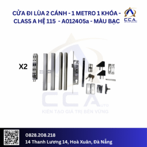 Cửa Đi Lùa 2 Cánh - 1 Metro 1 Khóa - Class A Hệ 115 - A012405 - (Combo)