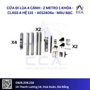 Cửa Đi Lùa 4 Cánh - 2 Metro, 1 Khóa  - Class A Hệ 115 - A012406 - (Combo)