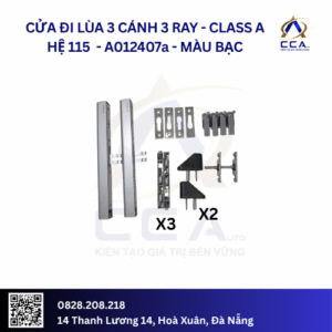 Cửa Đi Lùa 3 Cánh 3 Ray - 2 Metro - Class A Hệ 115 - A012407 - (Combo)