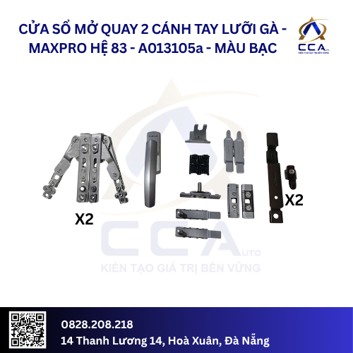 Cửa Sổ Mở Quay 2 Cánh Tay Lưỡi Gà - Maxpro Hệ 83 - A013105 - (Combo)