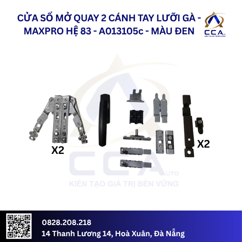 Cửa Sổ Mở Quay 2 Cánh Tay Lưỡi Gà - Maxpro Hệ 83 - A013105 - (Combo) - Ảnh 4