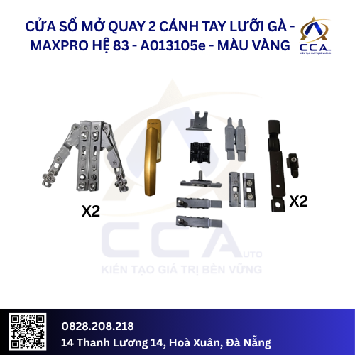 Cửa Sổ Mở Quay 2 Cánh Tay Lưỡi Gà - Maxpro Hệ 83 - A013105 - (Combo) - Ảnh 6