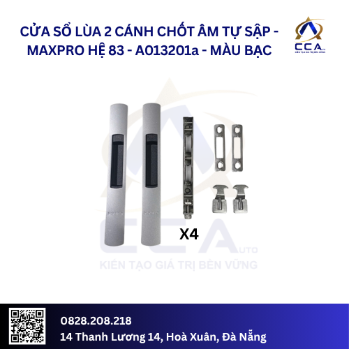 Cửa Sổ Lùa 2 Cánh Chốt Âm Tự Sập - Maxpro Hệ 83 - A013201 - (Combo)
