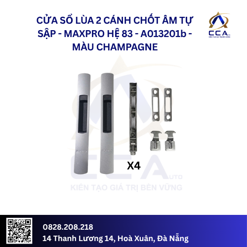 Cửa Sổ Lùa 2 Cánh Chốt Âm Tự Sập - Maxpro Hệ 83 - A013201 - (Combo) - Ảnh 2