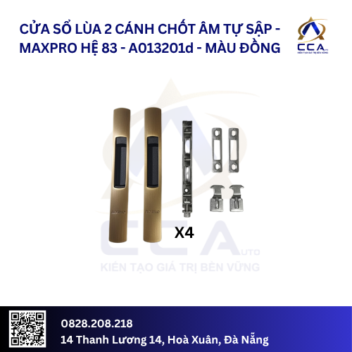 Cửa Sổ Lùa 2 Cánh Chốt Âm Tự Sập - Maxpro Hệ 83 - A013201 - (Combo) - Ảnh 4