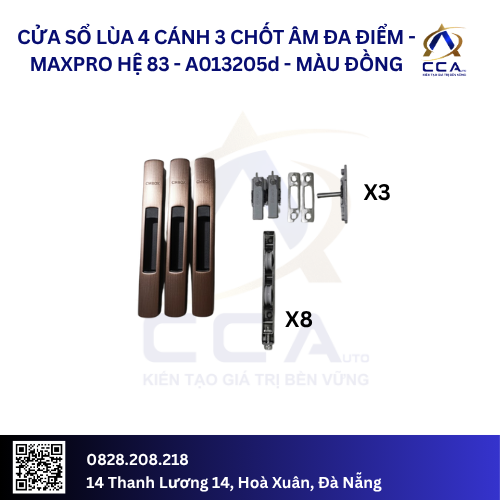 Cửa Sổ Lùa 4 Cánh 3 Chốt Âm Đa Điểm - Maxpro Hệ 83 - A013205 - (Combo) - Ảnh 4