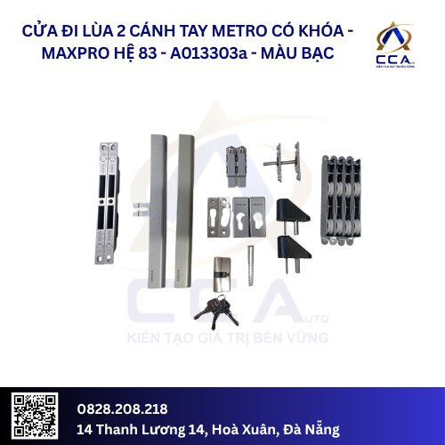 Cửa Đi Lùa 2 Cánh Tay Metro Có Khóa - Maxpro Hệ 83 - A013303 - (Combo)