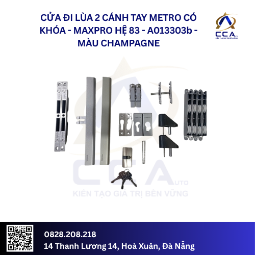 Cửa Đi Lùa 2 Cánh Tay Metro Có Khóa - Maxpro Hệ 83 - A013303 - (Combo) - Ảnh 2