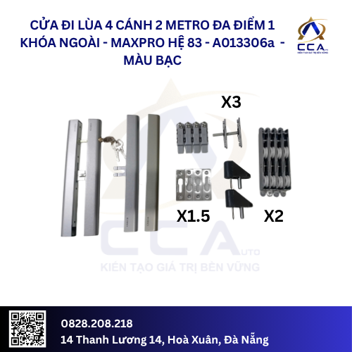 Cửa Đi Lùa 4 Cánh 2 Metro Đa Điểm 1 Khóa Ngoài - Maxpro Hệ 83 - A013306 - (Combo)