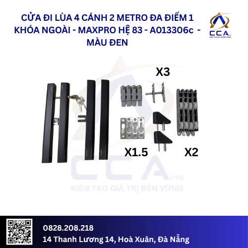 Cửa Đi Lùa 4 Cánh 2 Metro Đa Điểm 1 Khóa Ngoài - Maxpro Hệ 83 - A013306 - (Combo) - Ảnh 3