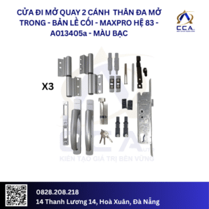 Cửa Đi Mở Quay 2 Cánh Thân Đa Mở Trong - Bản Lề Cối - Maxpro Hệ 83 - A013405 - (Combo)