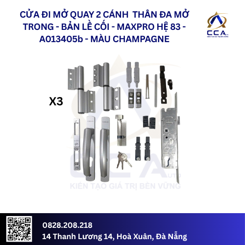 Cửa Đi Mở Quay 2 Cánh Thân Đa Mở Trong - Bản Lề Cối - Maxpro Hệ 83 - A013405 - (Combo) - Ảnh 2