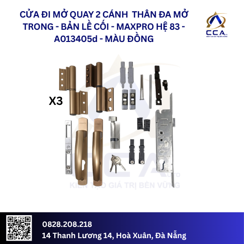 Cửa Đi Mở Quay 2 Cánh Thân Đa Mở Trong - Bản Lề Cối - Maxpro Hệ 83 - A013405 - (Combo) - Ảnh 4