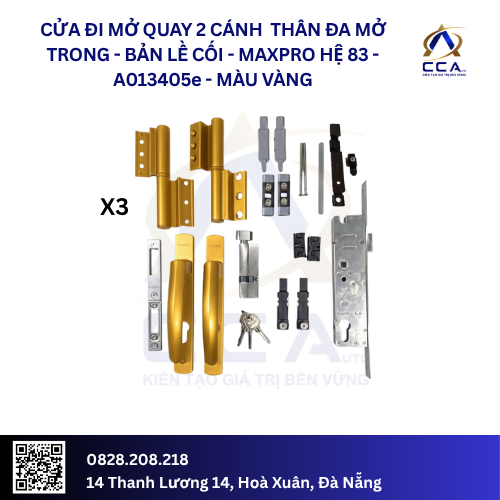 Cửa Đi Mở Quay 2 Cánh Thân Đa Mở Trong - Bản Lề Cối - Maxpro Hệ 83 - A013405 - (Combo) - Ảnh 5