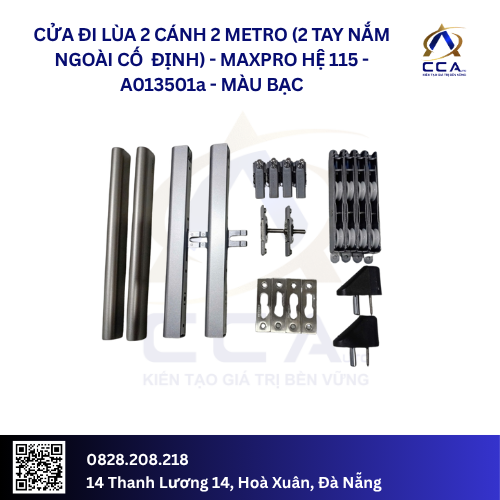 Cửa Đi Lùa 2 Cánh 2 Metro (2 Tay Nắm Ngoài Cố Định) - Maxpro Hệ 115 - A013501 - (Combo)