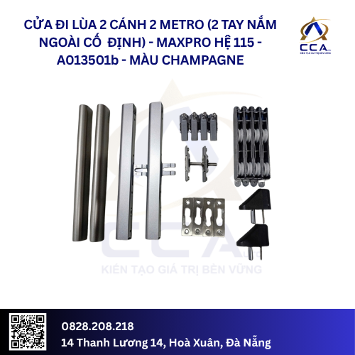 Cửa Đi Lùa 2 Cánh 2 Metro (2 Tay Nắm Ngoài Cố Định) - Maxpro Hệ 115 - A013501 - (Combo) - Ảnh 2