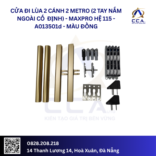 Cửa Đi Lùa 2 Cánh 2 Metro (2 Tay Nắm Ngoài Cố Định) - Maxpro Hệ 115 - A013501 - (Combo) - Ảnh 4