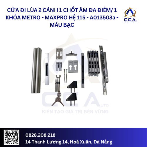 Cửa Đi Lùa 2 Cánh (1 Chốt Âm Đa Điểm/1 Khóa Tay Metro) - Maxpro Hệ 115 - A013503 - (Combo)