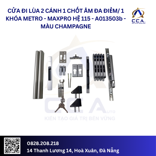 Cửa Đi Lùa 2 Cánh (1 Chốt Âm Đa Điểm/1 Khóa Tay Metro) - Maxpro Hệ 115 - A013503 - (Combo) - Ảnh 2