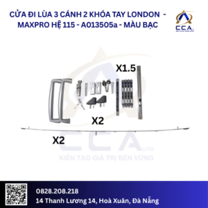 Cửa Đi Lùa 3 Cánh - 2 Khóa Tay London - Maxpro Hệ 115 - A013505 - (Combo)