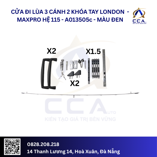 Cửa Đi Lùa 3 Cánh - 2 Khóa Tay London - Maxpro Hệ 115 - A013505 - (Combo) - Ảnh 3