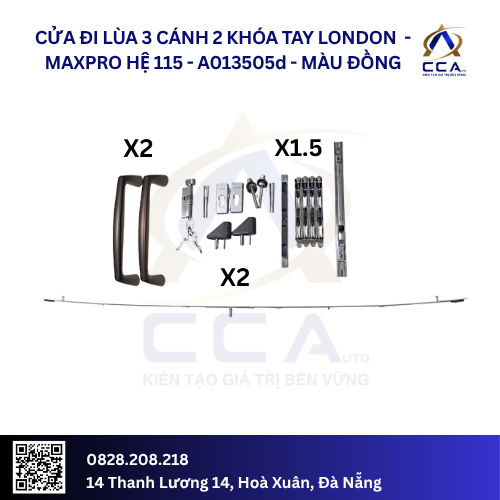 Cửa Đi Lùa 3 Cánh - 2 Khóa Tay London - Maxpro Hệ 115 - A013505 - (Combo) - Ảnh 4