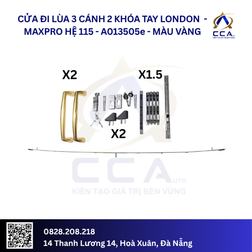Cửa Đi Lùa 3 Cánh - 2 Khóa Tay London - Maxpro Hệ 115 - A013505 - (Combo) - Ảnh 5