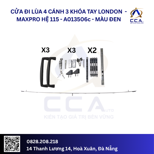 Cửa Đi Lùa 4 Cánh - 3 Khóa Tay London - Maxpro Hệ 115 - A013506 - (Combo) - Ảnh 3