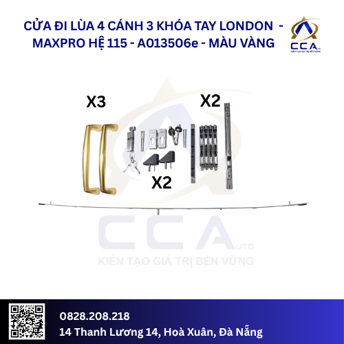 Cửa Đi Lùa 4 Cánh - 3 Khóa Tay London - Maxpro Hệ 115 - A013506 - (Combo) - Ảnh 5