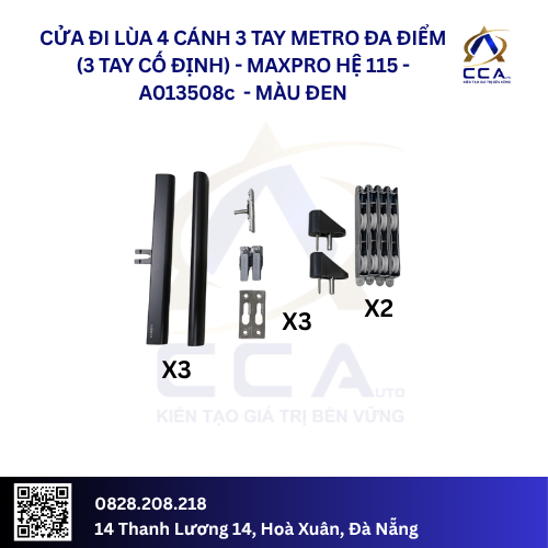 Cửa Đi Lùa 4 Cánh 3 Tay Metro Đa Điểm (3 Tay Cố Định) - Maxpro Hệ 115 - A013508 - (Combo) - Ảnh 3