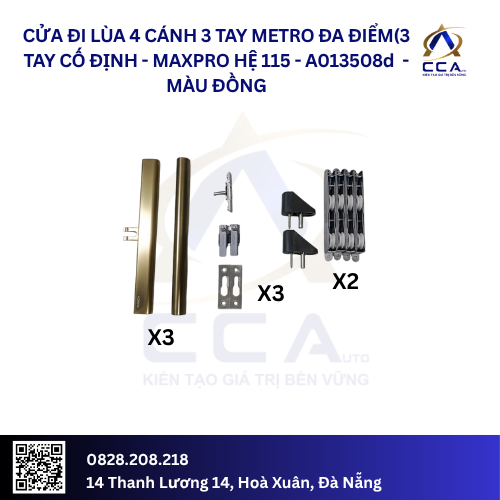 Cửa Đi Lùa 4 Cánh 3 Tay Metro Đa Điểm (3 Tay Cố Định) - Maxpro Hệ 115 - A013508 - (Combo) - Ảnh 4