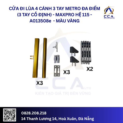 Cửa Đi Lùa 4 Cánh 3 Tay Metro Đa Điểm (3 Tay Cố Định) - Maxpro Hệ 115 - A013508 - (Combo) - Ảnh 5