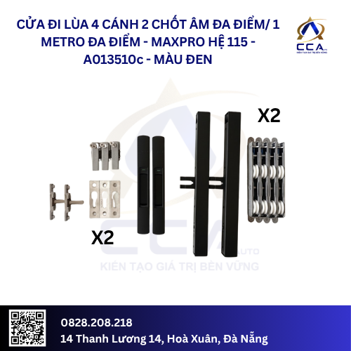 Cửa đi Lùa 4 Cánh - 2 Chốt Âm Đa Điểm/1 Metro Đa Điểm - Maxpro Hệ 115 - A013510 - (Combo) - Ảnh 3