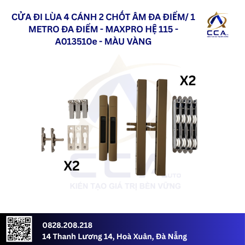 Cửa đi Lùa 4 Cánh - 2 Chốt Âm Đa Điểm/1 Metro Đa Điểm - Maxpro Hệ 115 - A013510 - (Combo) - Ảnh 5