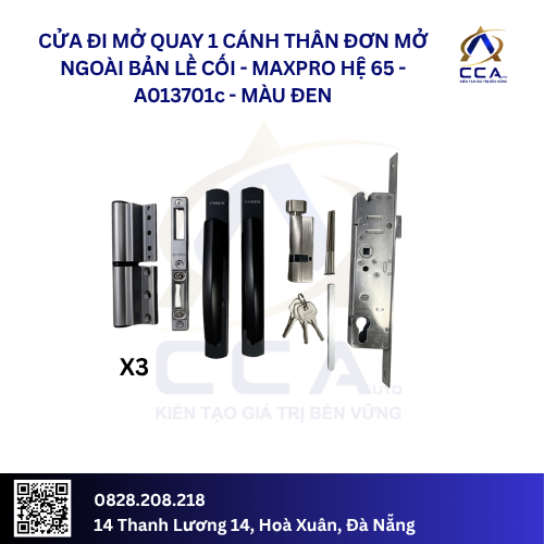 Cửa Đi Mở Quay 1 Cánh Thân Đơn Mở Ngoài - Bản Lề Cối - Maxpro Hệ 65 - A013701 - (Combo) - Ảnh 3