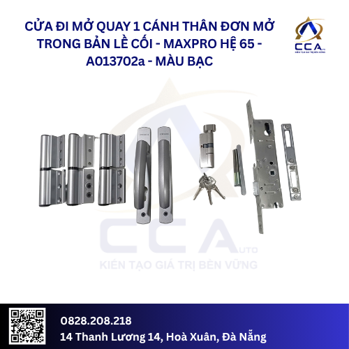 Cửa Đi Mở Quay 1 Cánh Thân Đơn Mở Trong - Bản Lề Cối - Maxpro Hệ 65 - A013702 - (Combo)