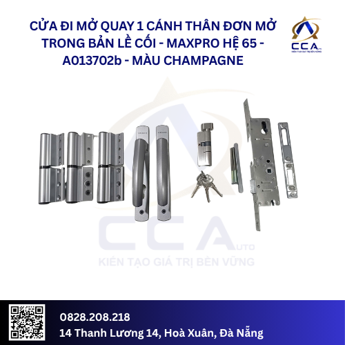 Cửa Đi Mở Quay 1 Cánh Thân Đơn Mở Trong - Bản Lề Cối - Maxpro Hệ 65 - A013702 - (Combo) - Ảnh 2