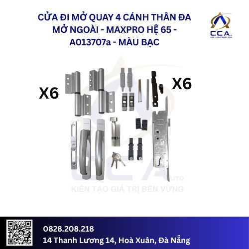 Cửa Đi Mở Quay 4 Cánh Thân Đa Mở Ngoài - Maxpro Hệ 65 - A013707 - (Combo)