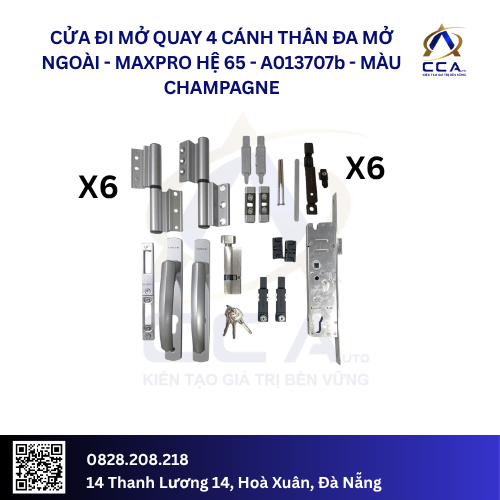 Cửa Đi Mở Quay 4 Cánh Thân Đa Mở Ngoài - Maxpro Hệ 65 - A013707 - (Combo) - Ảnh 2