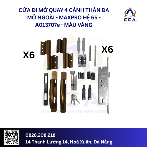 Cửa Đi Mở Quay 4 Cánh Thân Đa Mở Ngoài - Maxpro Hệ 65 - A013707 - (Combo) - Ảnh 5