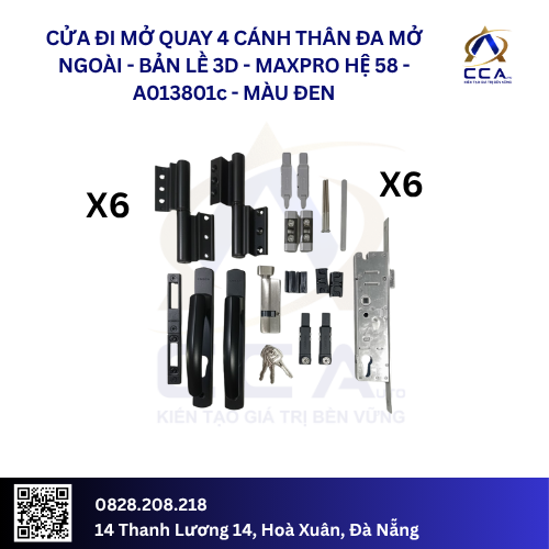 Cửa Đi Mở Quay 4 Cánh Thân Đa Mở Ngoài/Bản Lề 3D - Maxpro Hệ 58 - A013801 - (Combo) - Ảnh 3