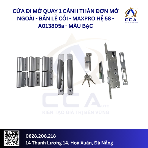 Cửa Đi Mở Quay 1 Cánh Thân Đơn Mở Ngoài/Bản Lề Cối - Maxpro Hệ 58 - A013805 - (Combo)