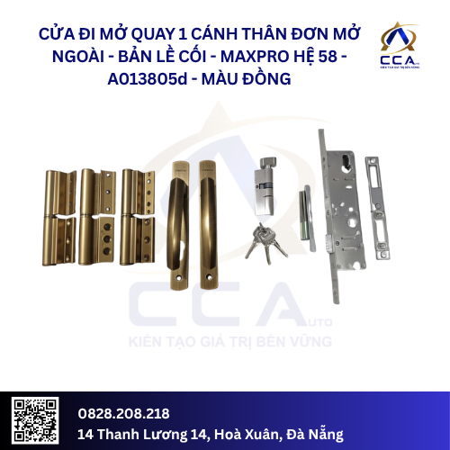 Cửa Đi Mở Quay 1 Cánh Thân Đơn Mở Ngoài/Bản Lề Cối - Maxpro Hệ 58 - A013805 - (Combo) - Ảnh 4