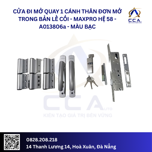 Cửa Đi Mở Quay 1 Cánh Thân Đơn Mở Trong - Bản Lề Cối - Maxpro Hệ 58 - A013806 - (Combo)