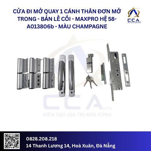 Cửa Đi Mở Quay 1 Cánh Thân Đơn Mở Trong - Bản Lề Cối - Maxpro Hệ 58 - A013806 - (Combo) - Ảnh 2
